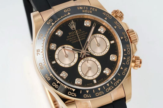 Rolex Cosmograph Daytona 18K Gold Plated Automatic Chronograph Watch Rubber Strap