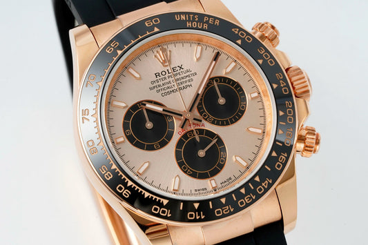 Rolex Cosmograph Daytona 18K Gold Plated Automatic Chronograph Watch Rubber Strap