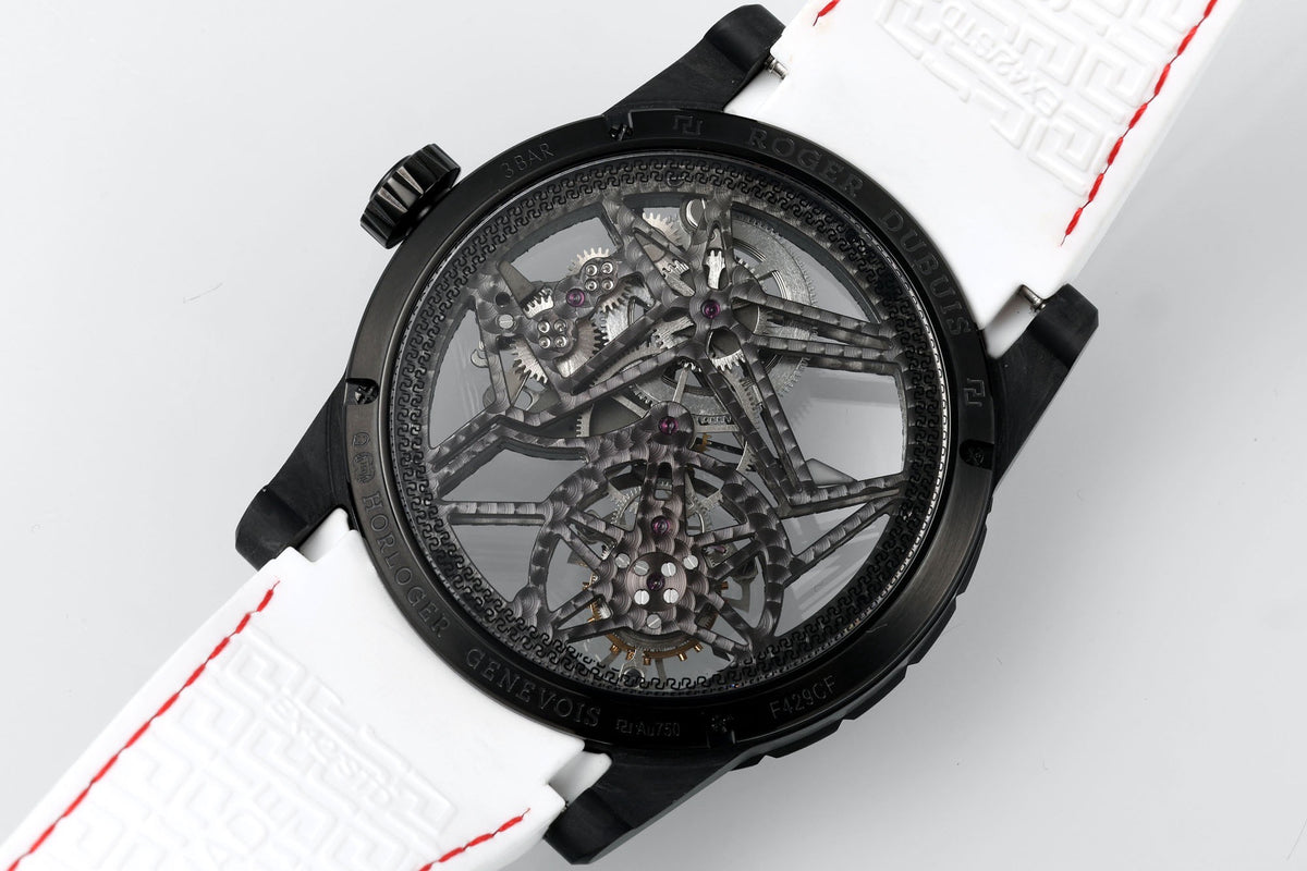 Roger Dubuis Excalibur V4 Skeleton Tourbillon Carbon Fiber Watch NEW Factory Super Clone