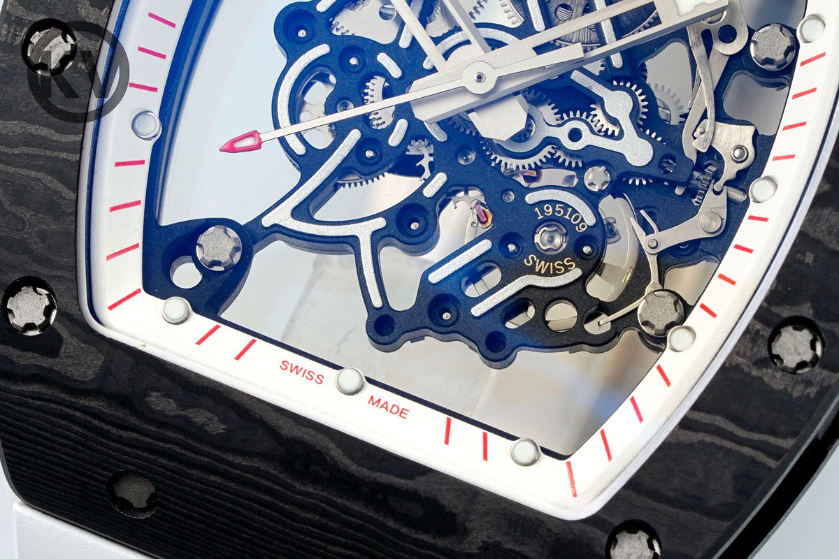 Richard Mille RM055 Tonneau Hollow Automatic Watch Light 74.3g FKM Rubber Strap
