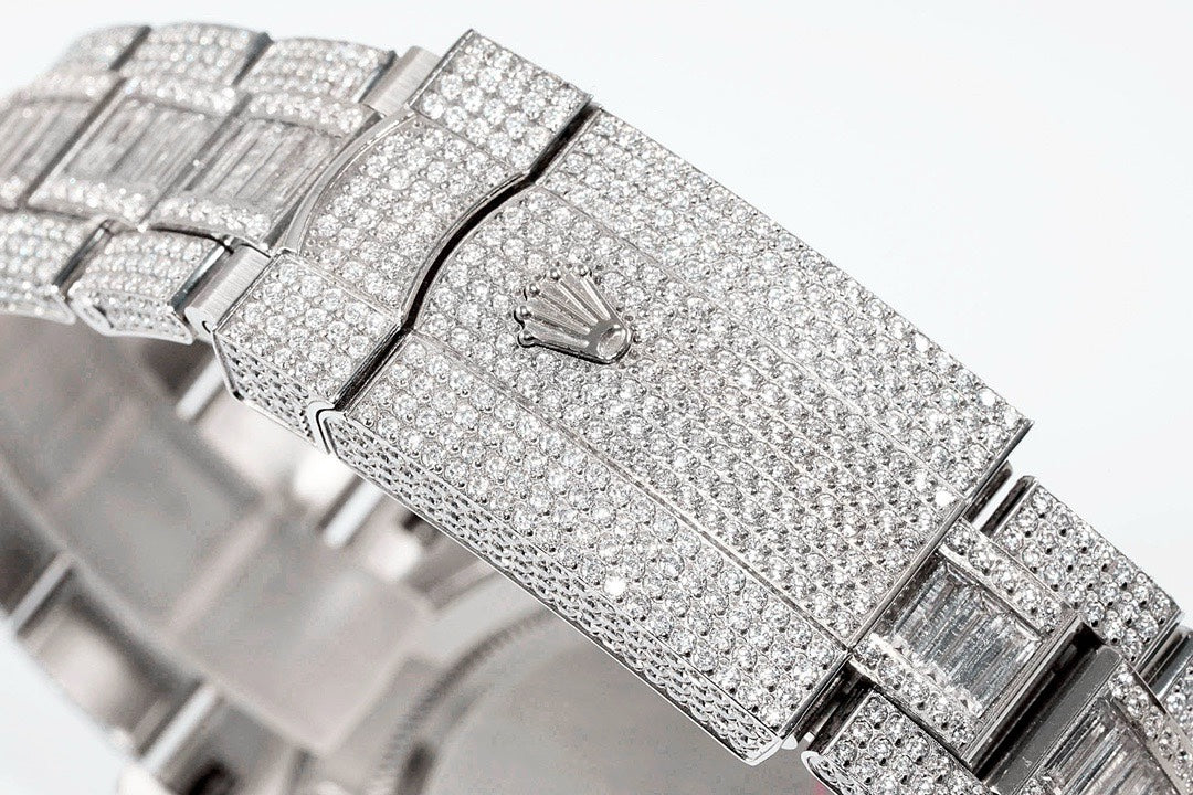 Rolex TW Factory Fully Iced‑Out Datejust 41mm Men Watch, Full Paved Stones, 2824 Automatic Movement
