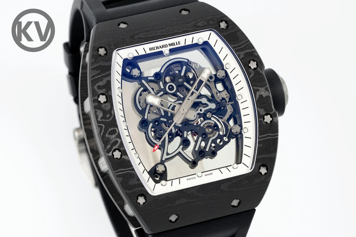 Richard Mille RM055 Tonneau Hollow Automatic Watch Light 74.3g FKM Rubber Strap