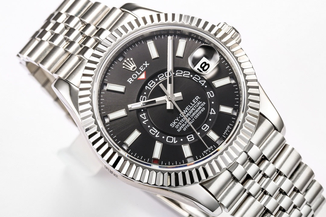 Rolex Sky‑Dweller Watch 42mm 904L Steel 9002 Automatic Movement Ring Command Bezel
