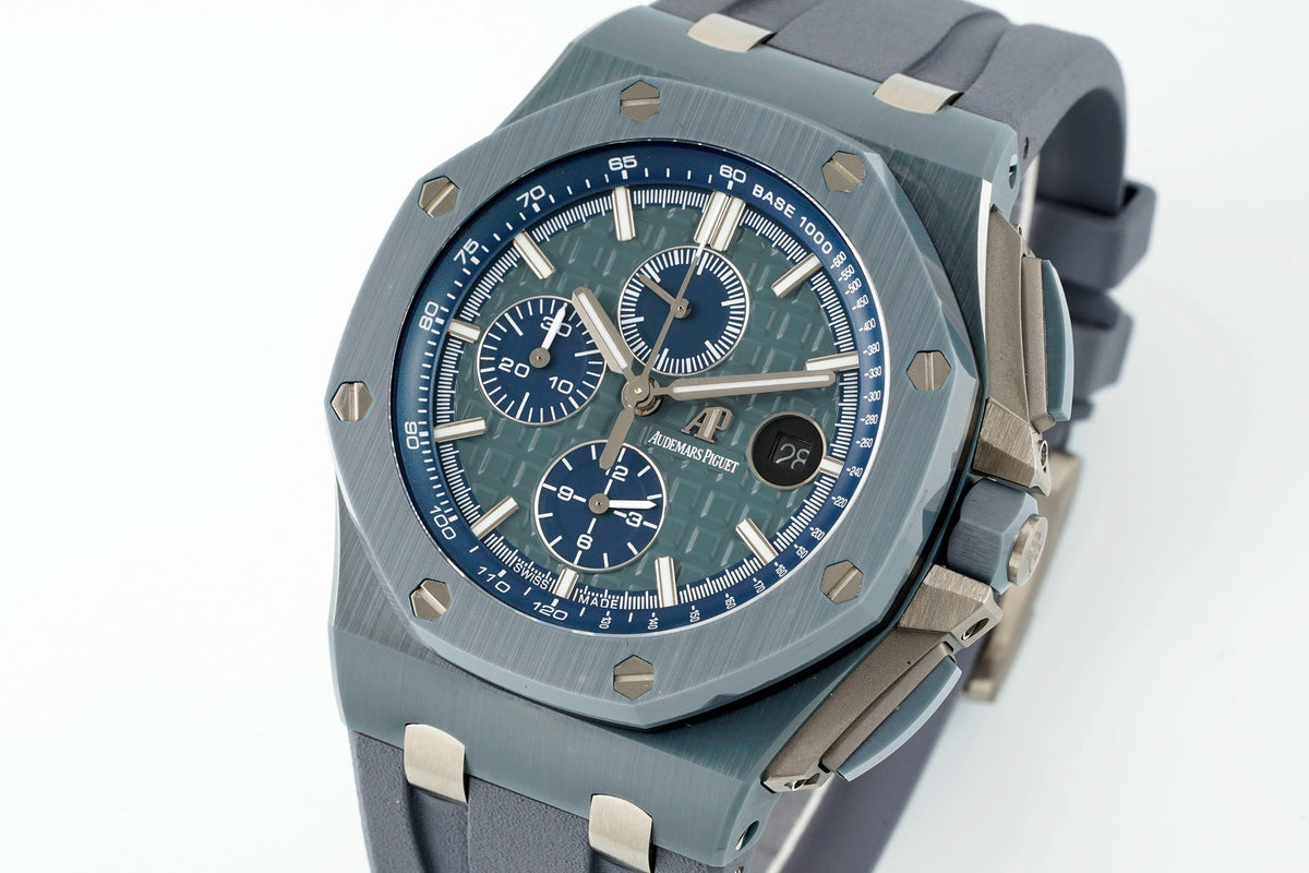 Audemars Piguet Ceramic Chronograph 44mm Sports Watch Rubber Strap