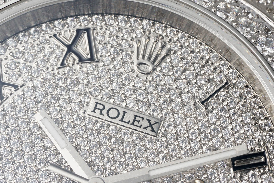 Rolex TW Factory Fully Iced‑Out Datejust 41mm Men Watch, Full Paved Stones, 2824 Automatic Movement