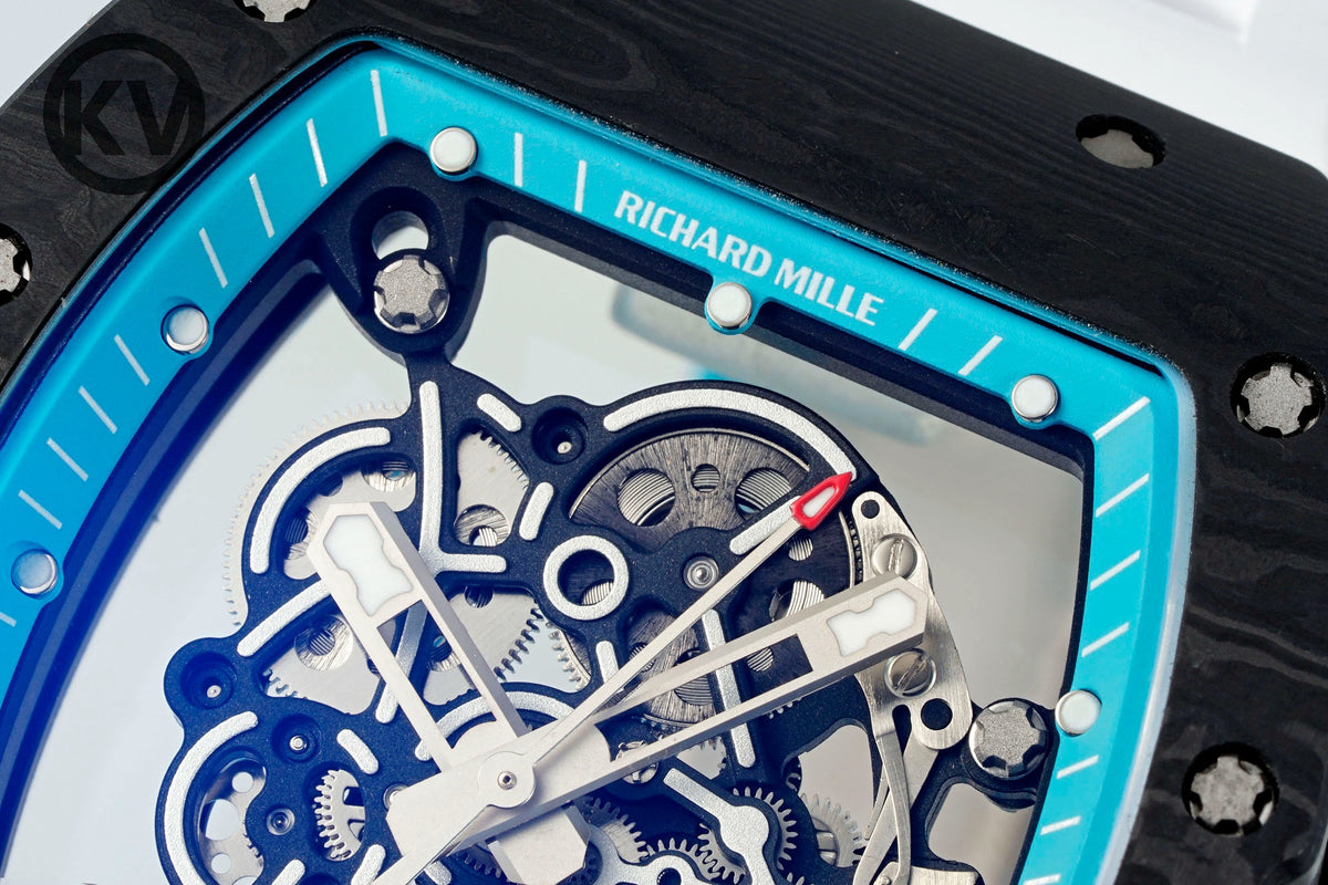Richard Mille RM055 Tonneau Hollow Automatic Watch Light 74.3g FKM Rubber Strap