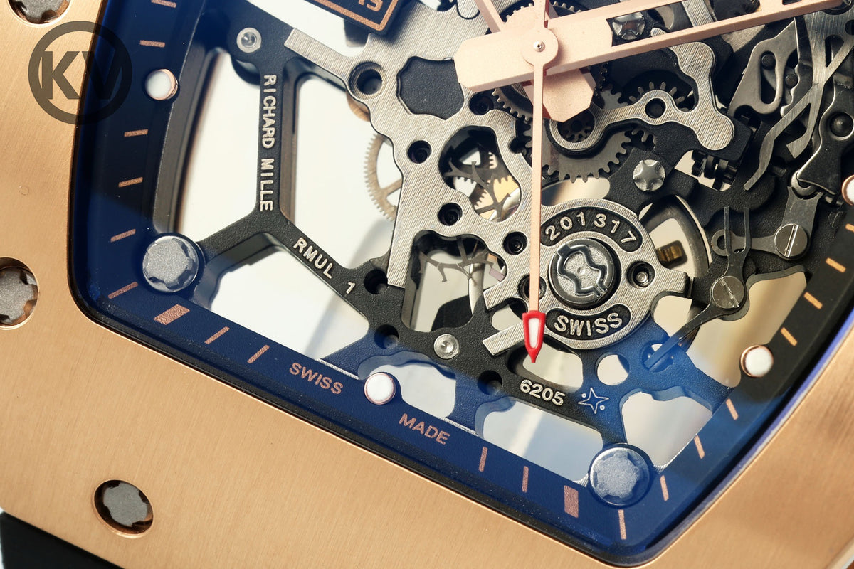 Richard Mille RM035 Americas Hollow Tonneau Mechanical Watch Magnesium Alloy Rubber Strap Multi Colors