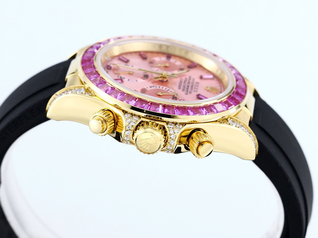Rolex Cosmograph Daytona Super Clone Watch | Sakura Pink Dial, Pink Ruby Bezel, 43mm
