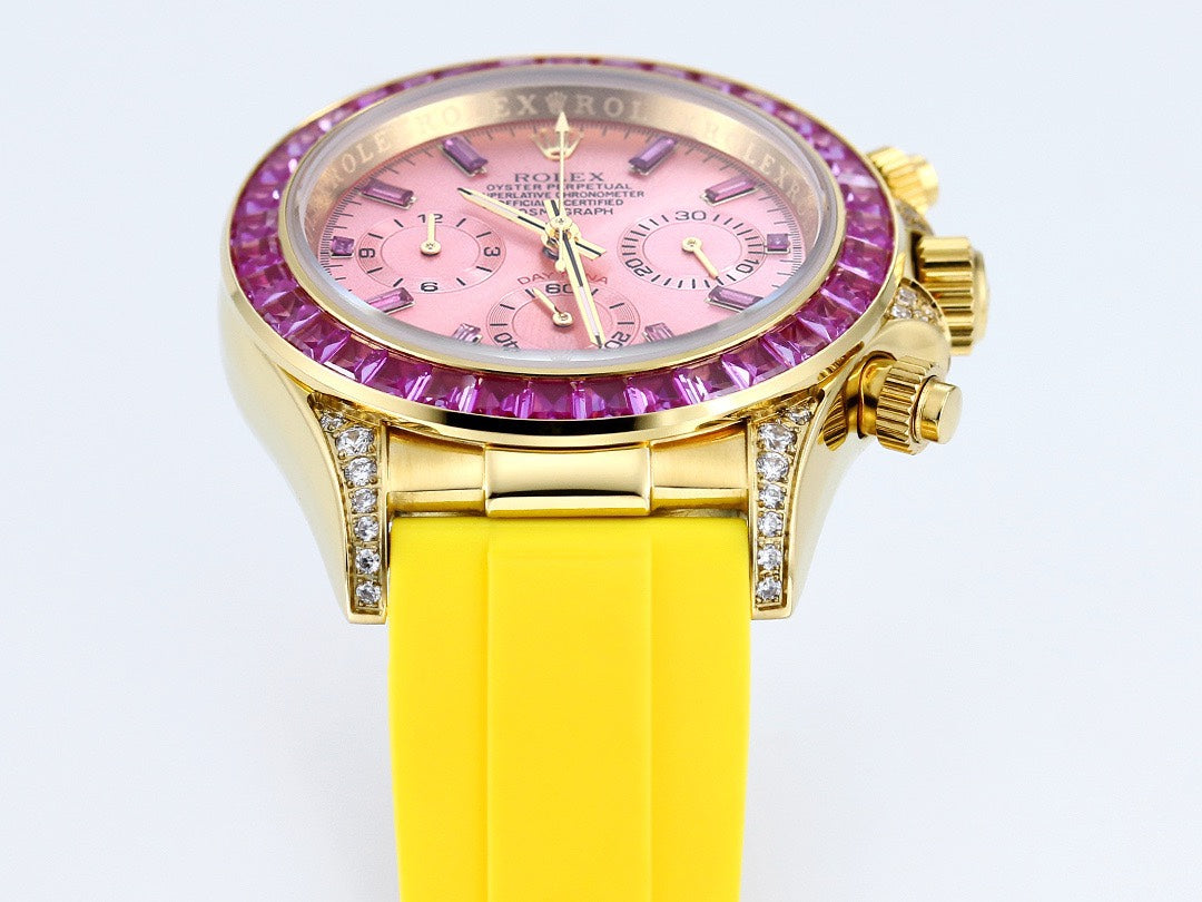 Rolex Cosmograph Daytona Super Clone Watch | Sakura Pink Dial, Pink Ruby Bezel, 43mm