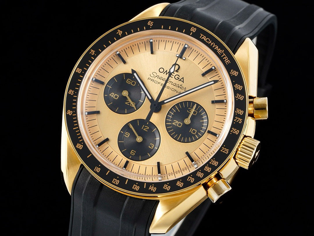 OMEGA Speedmaster Moonwatch 3861 Caliber Moonshine 18K Gold Chronograph 42mm