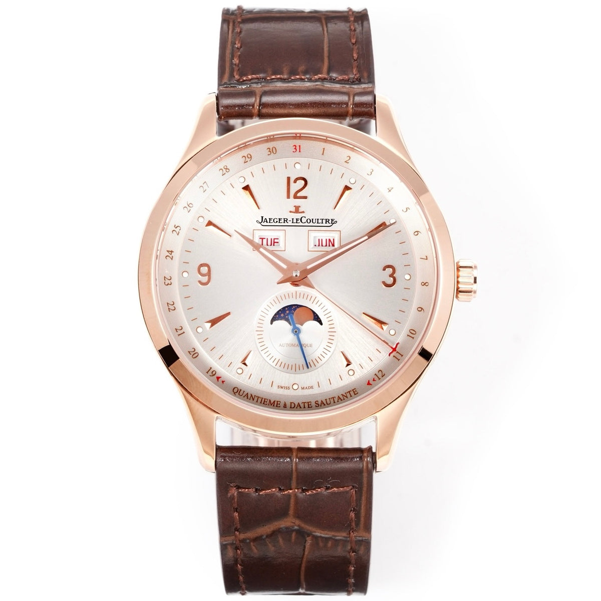 Jaeger-LeCoultre Master Calendar Moon Phase Automatic Watch 40mm Genuine Leather Strap