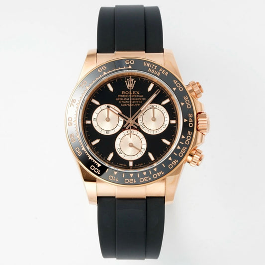 Rolex Cosmograph Daytona 18K Gold Plated Automatic Chronograph Watch Rubber Strap