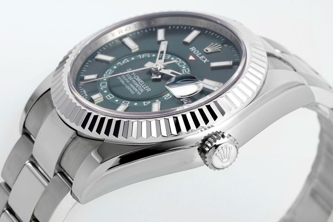 Rolex Sky‑Dweller Watch 42mm 904L Steel 9002 Automatic Movement Ring Command Bezel