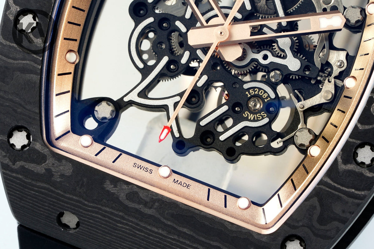 Richard Mille RM055 Tonneau Hollow Automatic Watch Light 74.3g FKM Rubber Strap