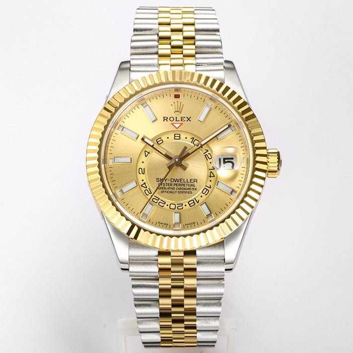 Rolex Sky‑Dweller Watch 42mm 904L Steel 9002 Automatic Movement Ring Command Bezel