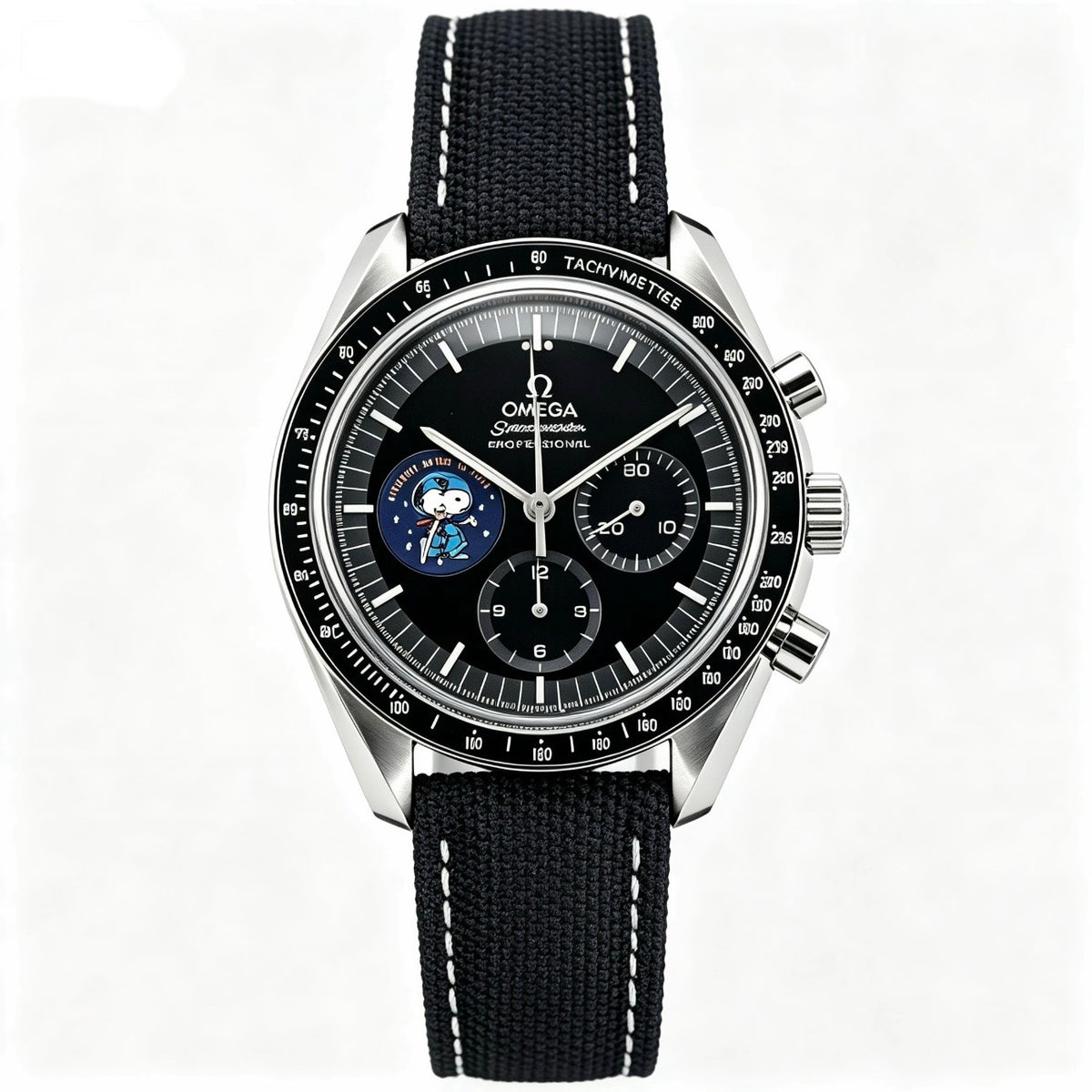 Omega Speedmaster Snoopy Award 42mm Manual Chronograph Watch Black Nylon Strap