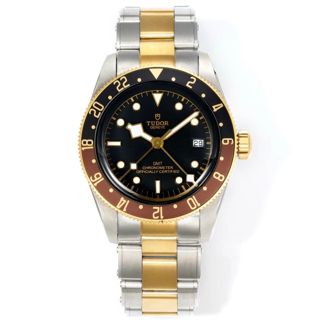 Tudor Black Bay GMT Automatic Diver Watch 41mm, Domed Sapphire Crystal, Rivet Stainless Steel Bracelet, Multiple Ceramic Bezel Color Options