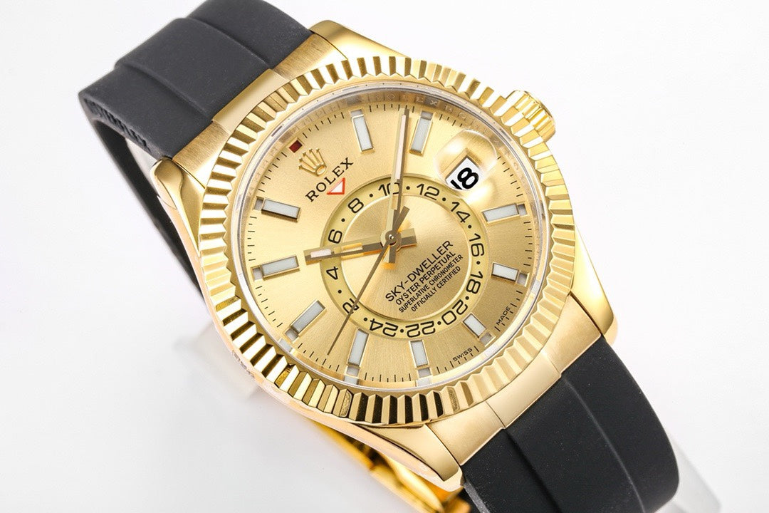 Rolex Sky‑Dweller Watch 42mm 904L Steel 9002 Automatic Movement Ring Command Bezel