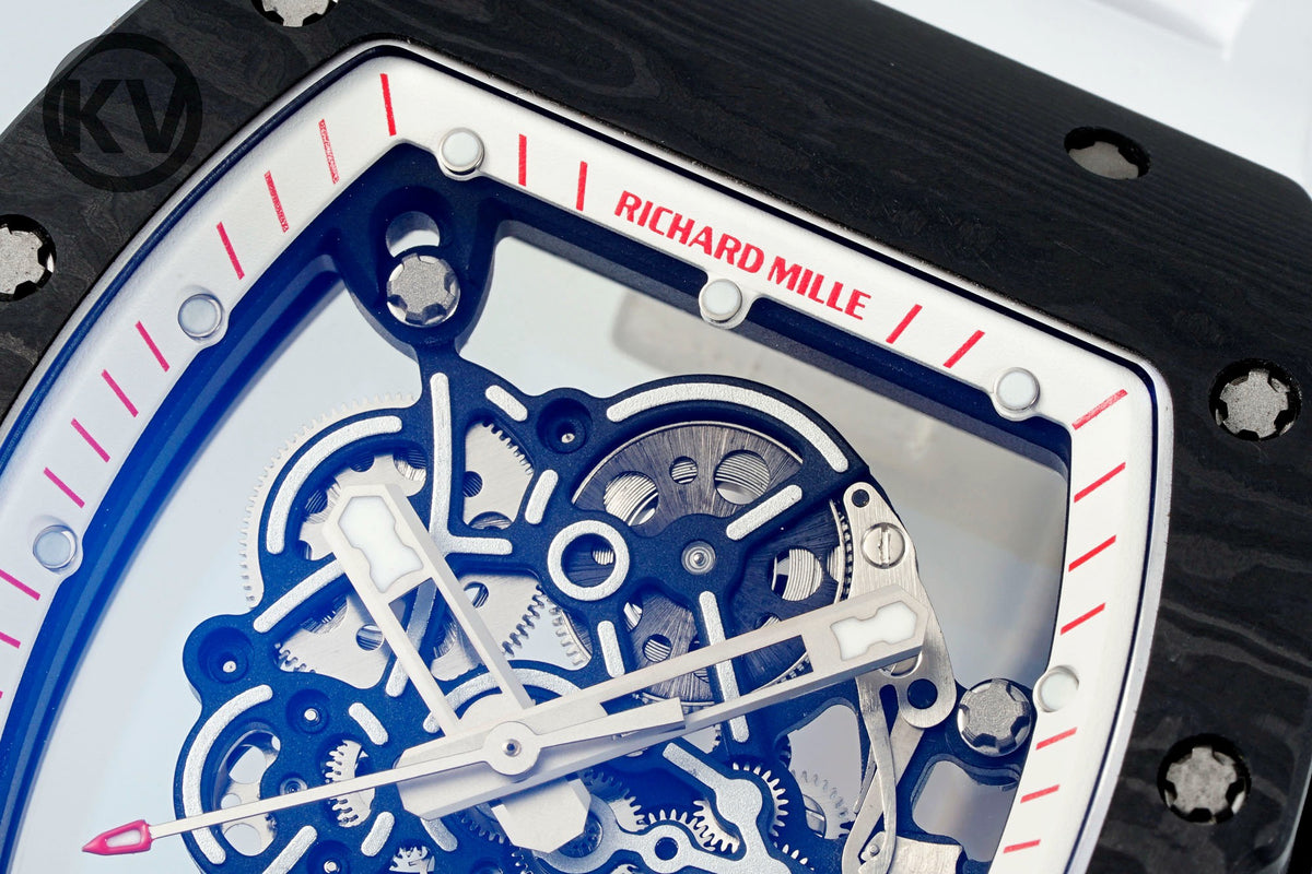 Richard Mille RM055 Tonneau Hollow Automatic Watch Light 74.3g FKM Rubber Strap