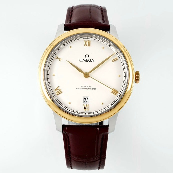 Omega De Ville Power‑Reserve Automatic Mechanical Watch, Genuine Calfskin Leather Strap