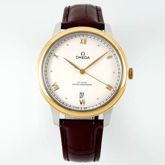 Omega De Ville Power‑Reserve Automatic Mechanical Watch, Genuine Calfskin Leather Strap