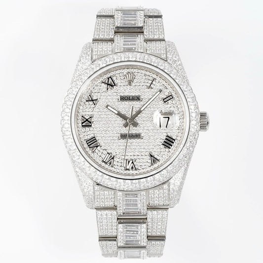 Rolex TW Factory Fully Iced‑Out Datejust 41mm Men Watch, Full Paved Stones, 2824 Automatic Movement