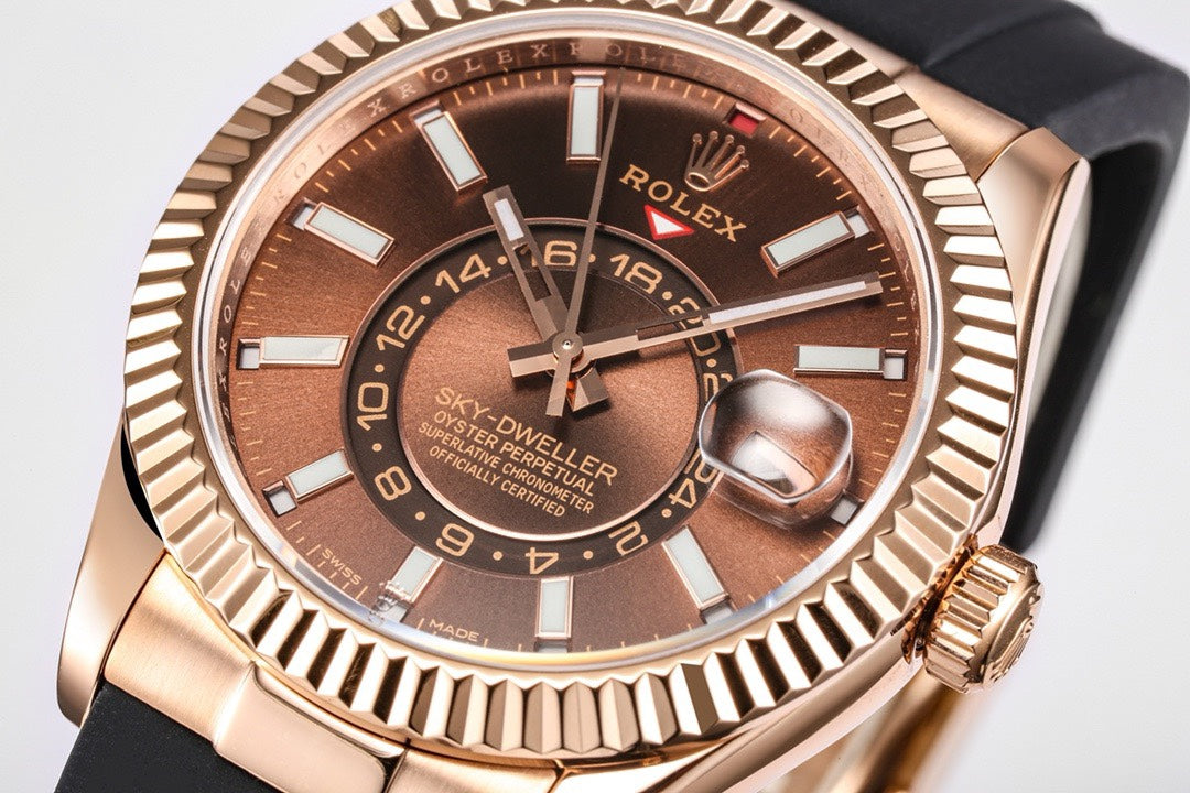 Rolex Sky‑Dweller Watch 42mm 904L Steel 9002 Automatic Movement Ring Command Bezel