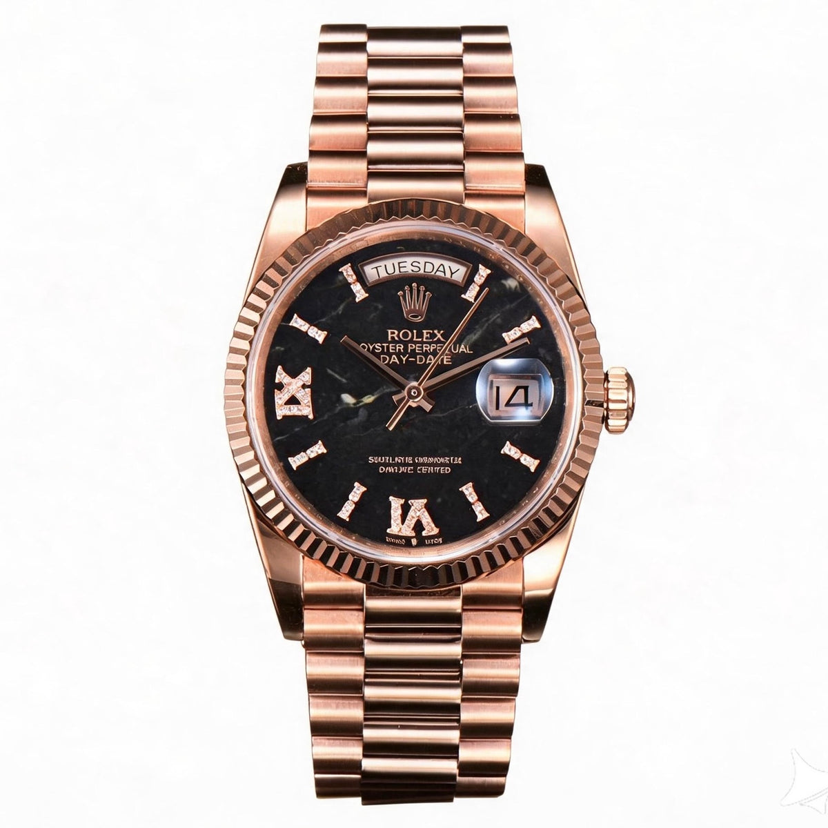 Rolex Day-Date 36 Hidden 6 Diamond Roman Markers | CS Factory Natural Gemstone Dial 904L Steel Watch
