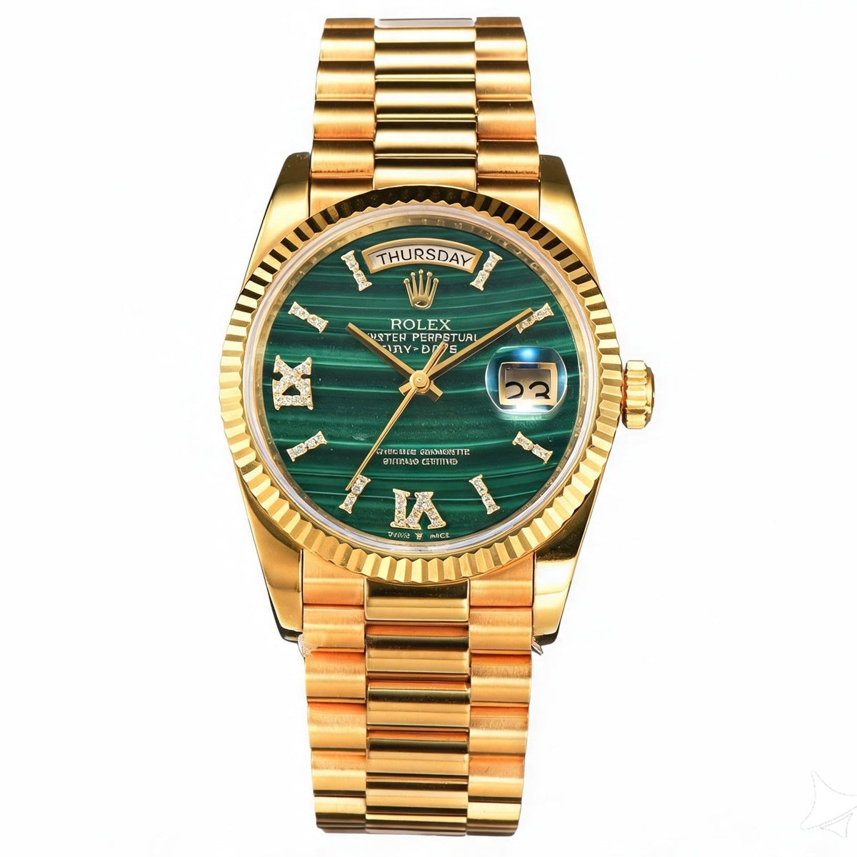 Rolex Day-Date 36 Hidden 6 Diamond Roman Markers | CS Factory Natural Gemstone Dial 904L Steel Watch