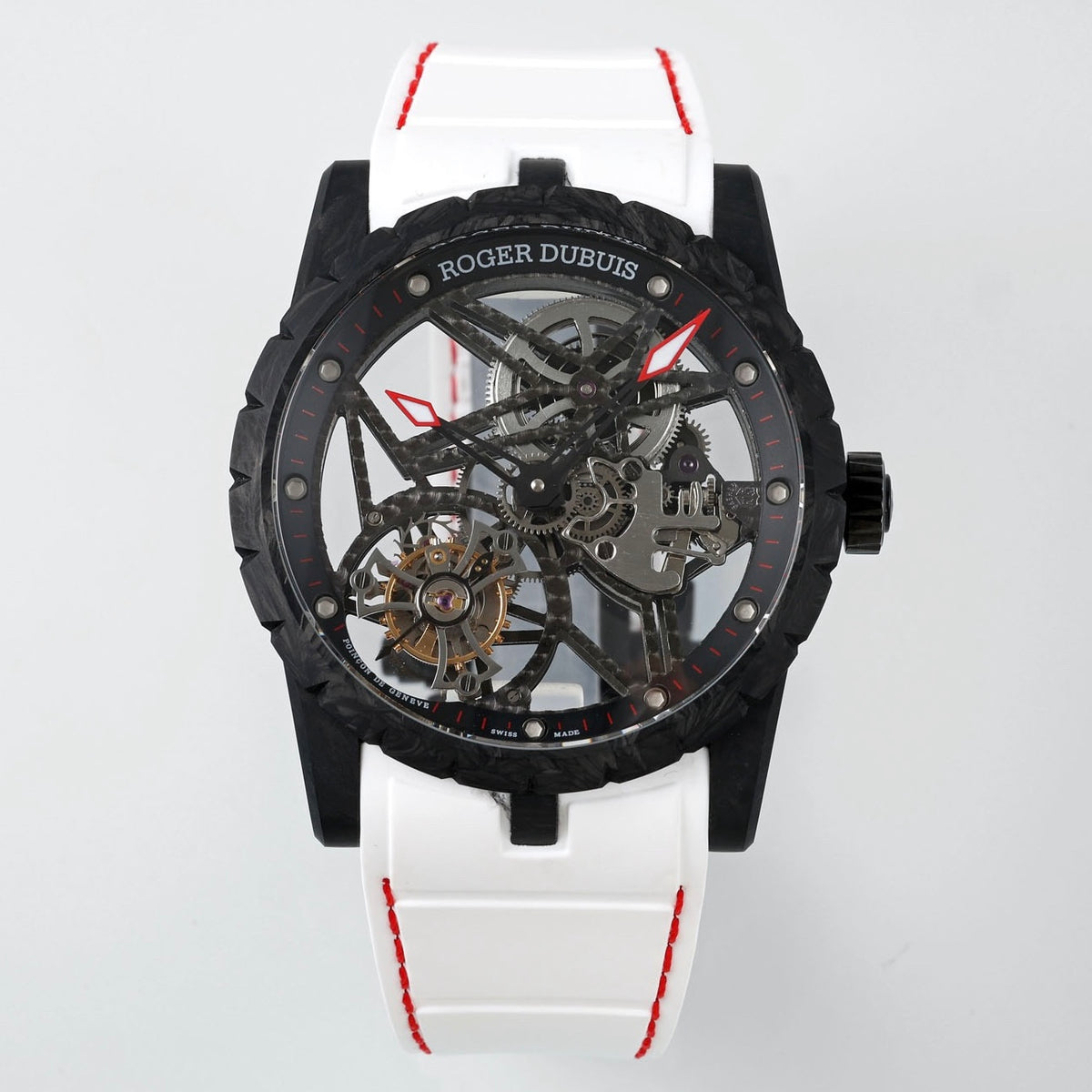 Roger Dubuis Excalibur V4 Skeleton Tourbillon Carbon Fiber Watch NEW Factory Super Clone