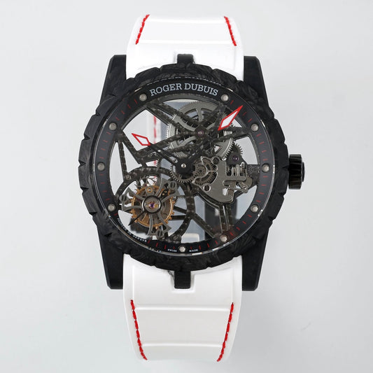 Roger Dubuis Excalibur V4 Skeleton Tourbillon Carbon Fiber Watch NEW Factory Super Clone
