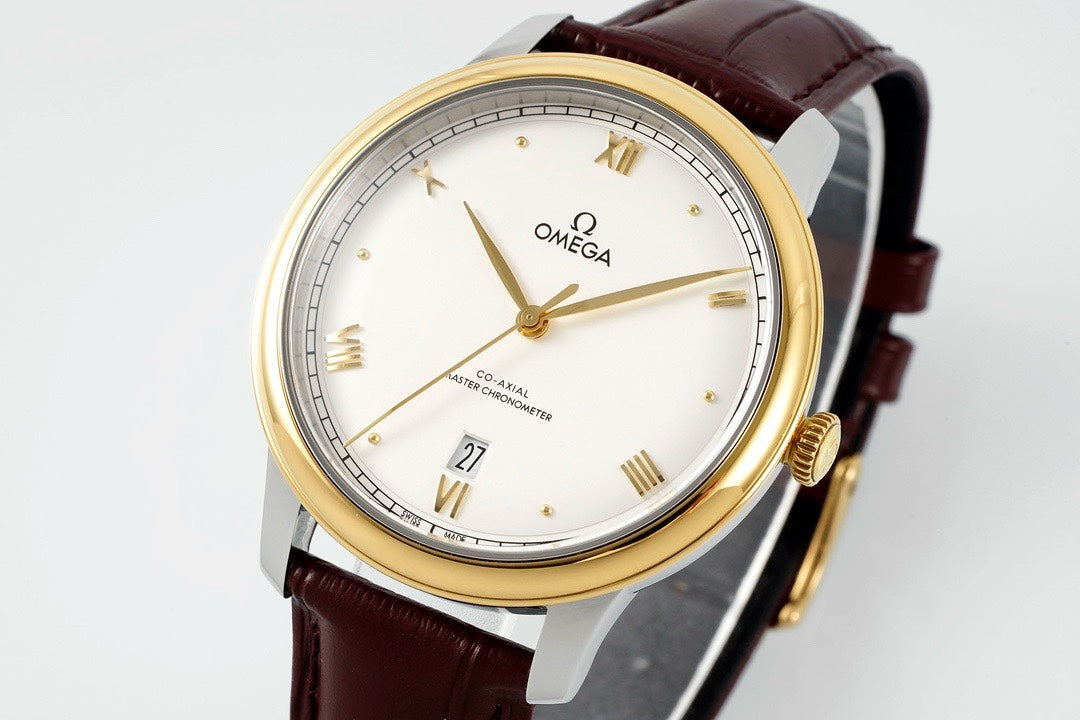 Omega De Ville Power‑Reserve Automatic Mechanical Watch, Genuine Calfskin Leather Strap