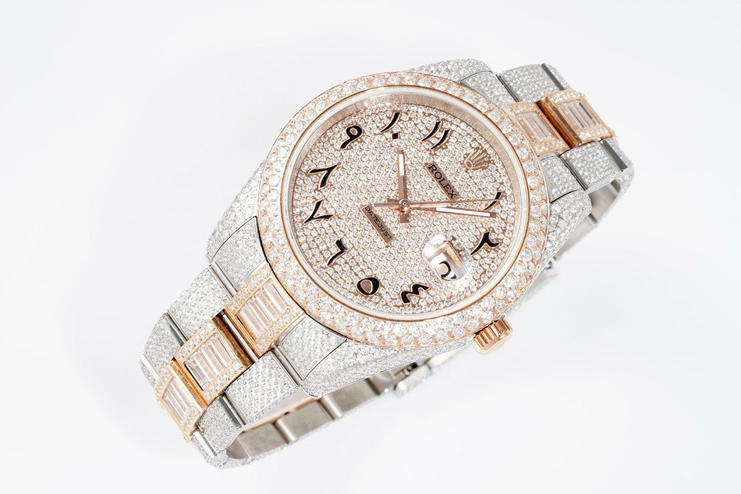 Rolex TW Factory Fully Iced‑Out Datejust 41mm Men Watch, Full Paved Stones, 2824 Automatic Movement