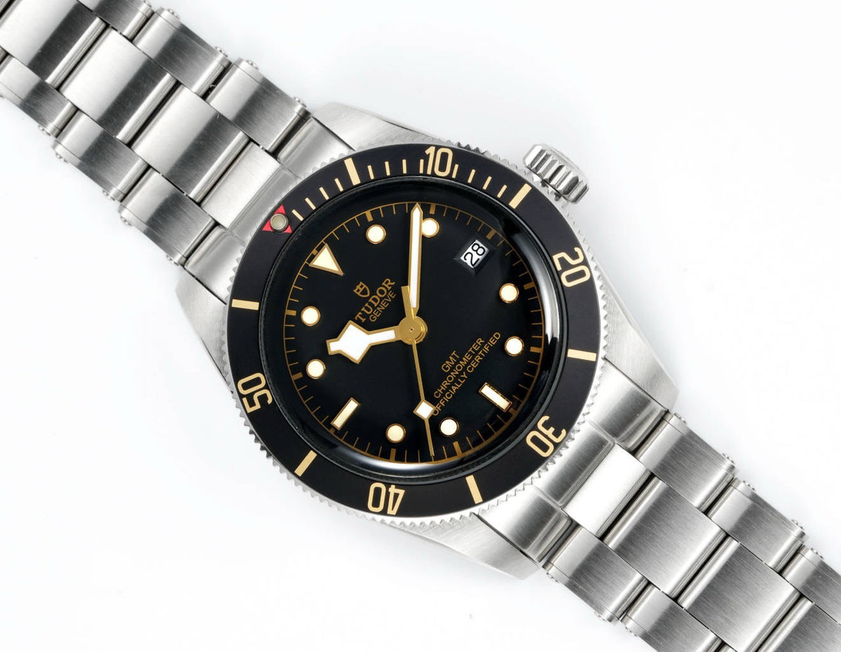 Tudor Black Bay GMT Automatic Diver Watch 41mm, Domed Sapphire Crystal, Rivet Stainless Steel Bracelet, Multiple Ceramic Bezel Color Options