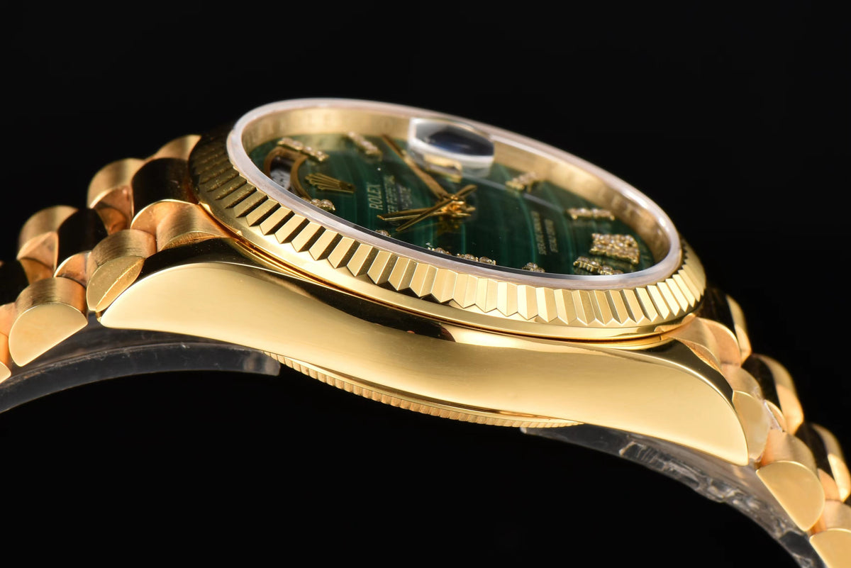 Rolex Day-Date 36 Hidden 6 Diamond Roman Markers | CS Factory Natural Gemstone Dial 904L Steel Watch