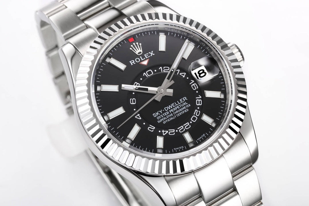 Rolex Sky‑Dweller Watch 42mm 904L Steel 9002 Automatic Movement Ring Command Bezel