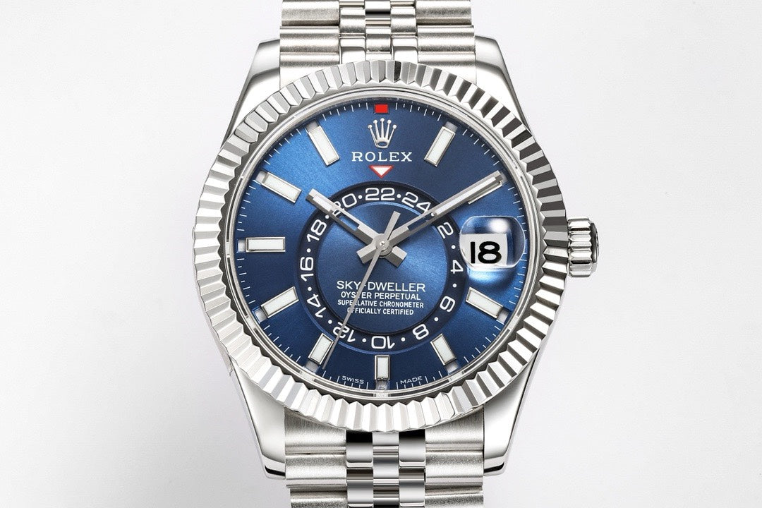 Rolex Sky‑Dweller Watch 42mm 904L Steel 9002 Automatic Movement Ring Command Bezel
