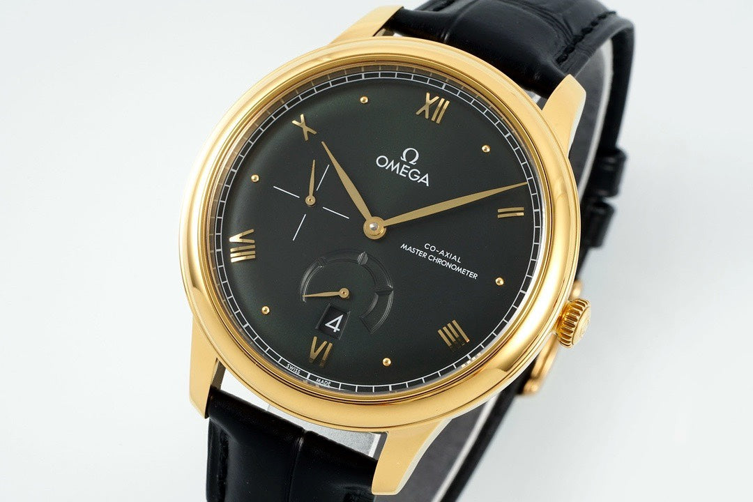 Omega De Ville Power‑Reserve Automatic Mechanical Watch, Genuine Calfskin Leather Strap