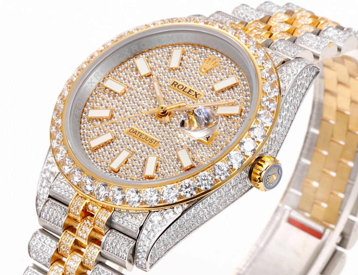 Rolex MS Factory Datejust 41mm Full‑Paved Diamond Watch 904L Steel 3235 Automatic Movement Rainbow Bezel