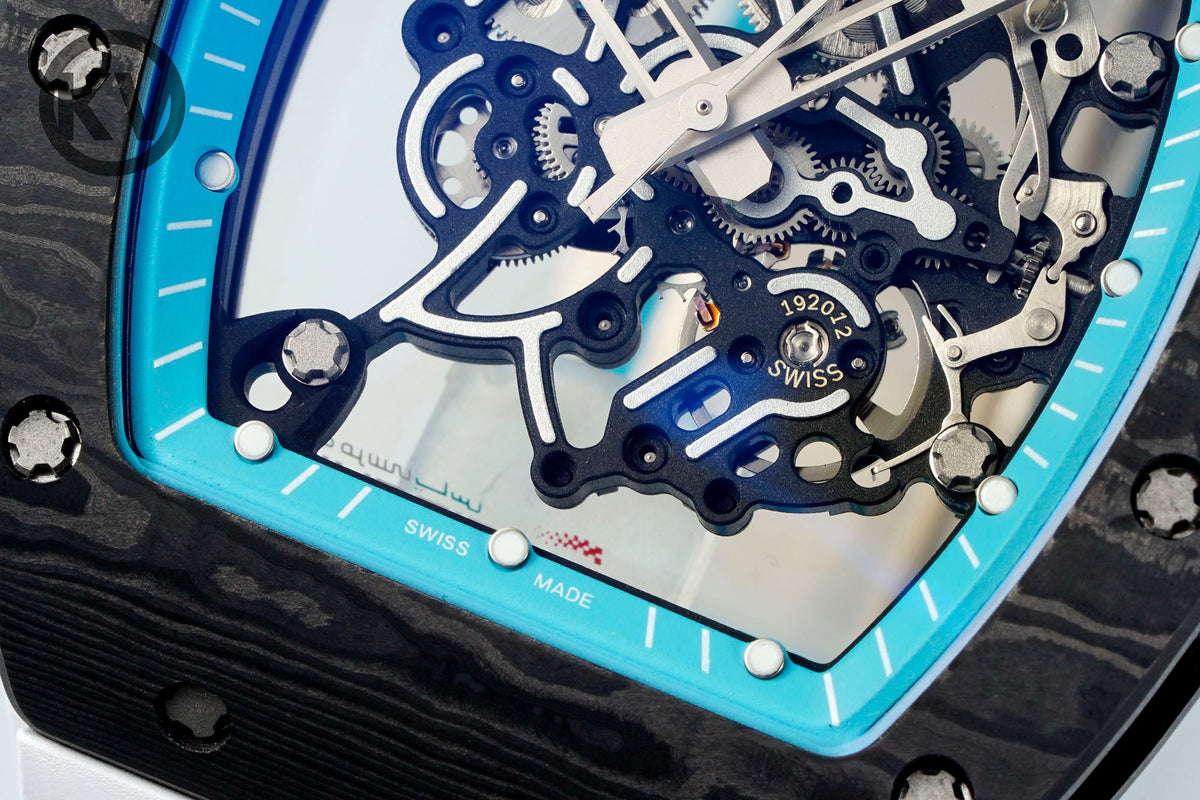 Richard Mille RM055 Tonneau Hollow Automatic Watch Light 74.3g FKM Rubber Strap
