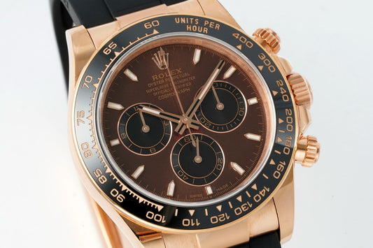 Rolex Cosmograph Daytona 18K Gold Plated Automatic Chronograph Watch Rubber Strap