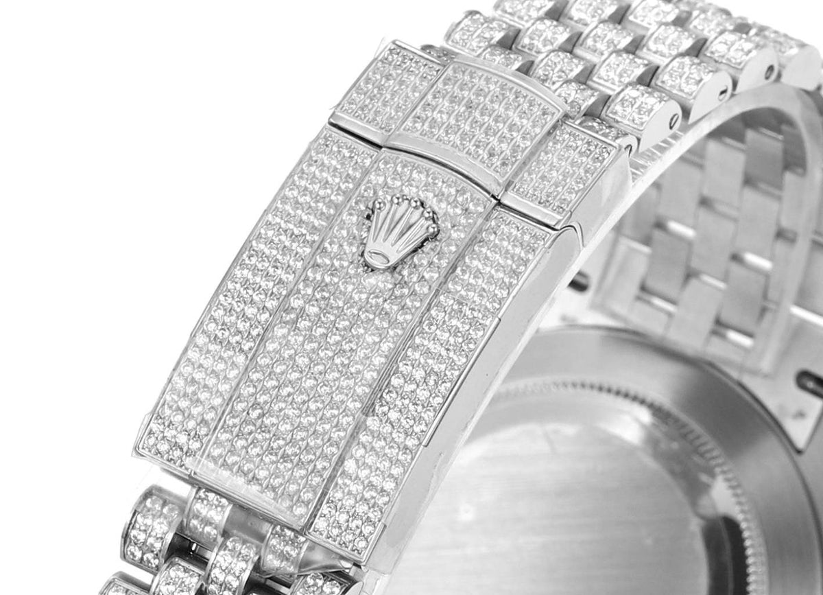 Rolex MS Factory Datejust 41mm Full‑Paved Diamond Watch 904L Steel 3235 Automatic Movement Rainbow Bezel
