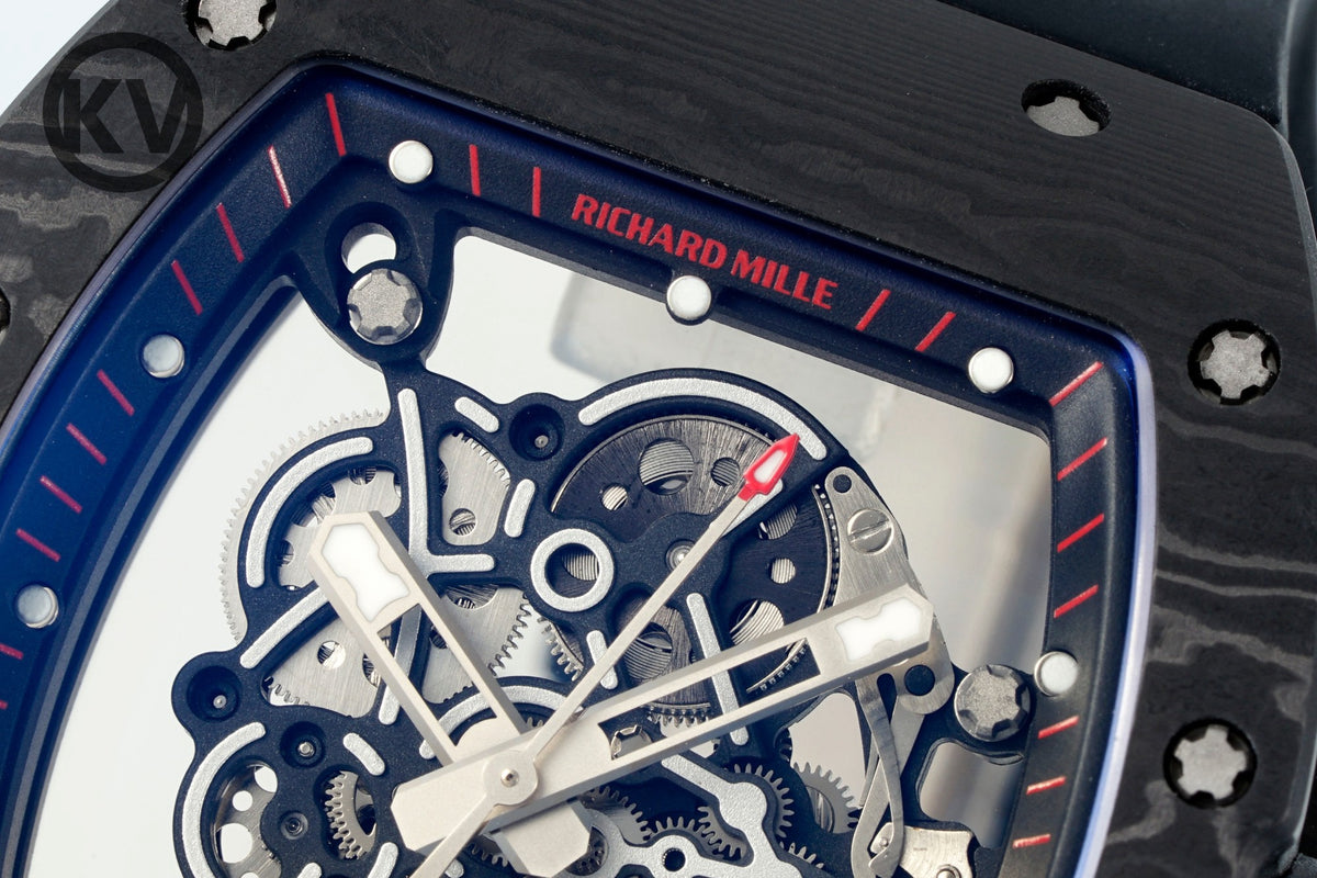 Richard Mille RM055 Tonneau Hollow Automatic Watch Light 74.3g FKM Rubber Strap