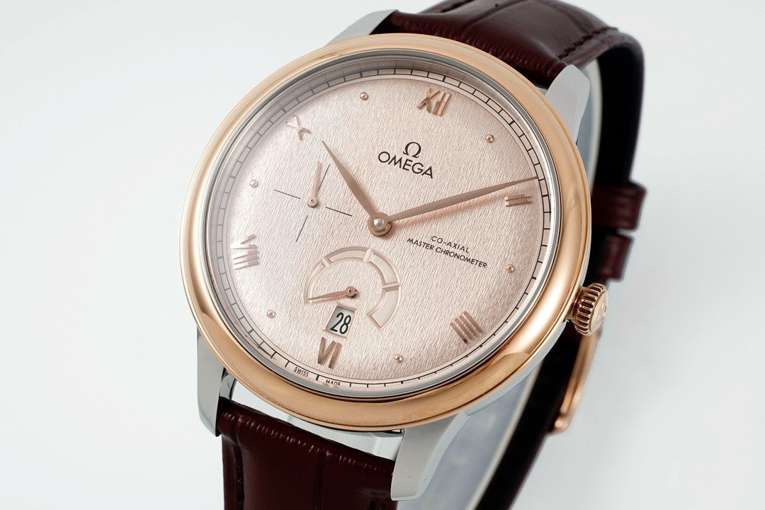 Omega De Ville Power‑Reserve Automatic Mechanical Watch, Genuine Calfskin Leather Strap