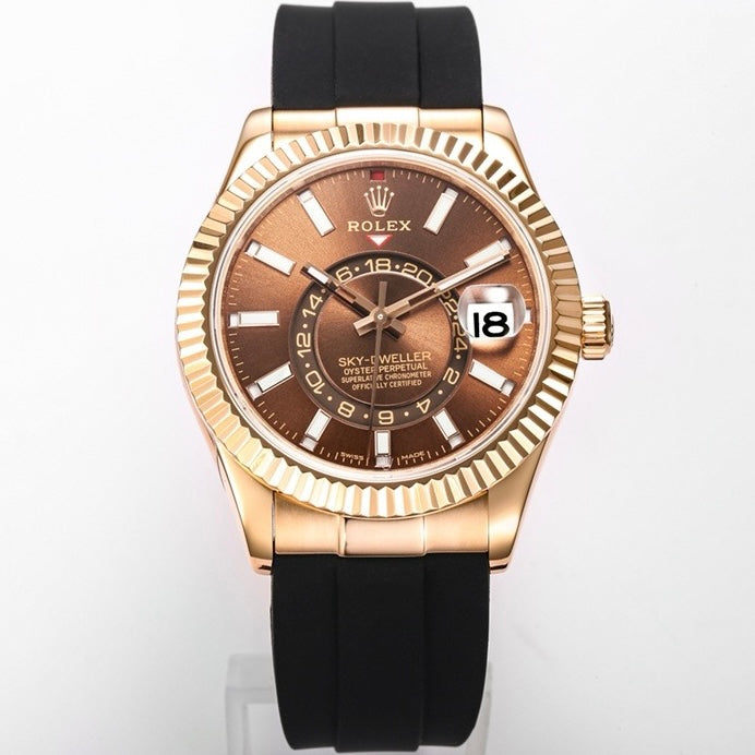 Rolex Sky‑Dweller Watch 42mm 904L Steel 9002 Automatic Movement Ring Command Bezel