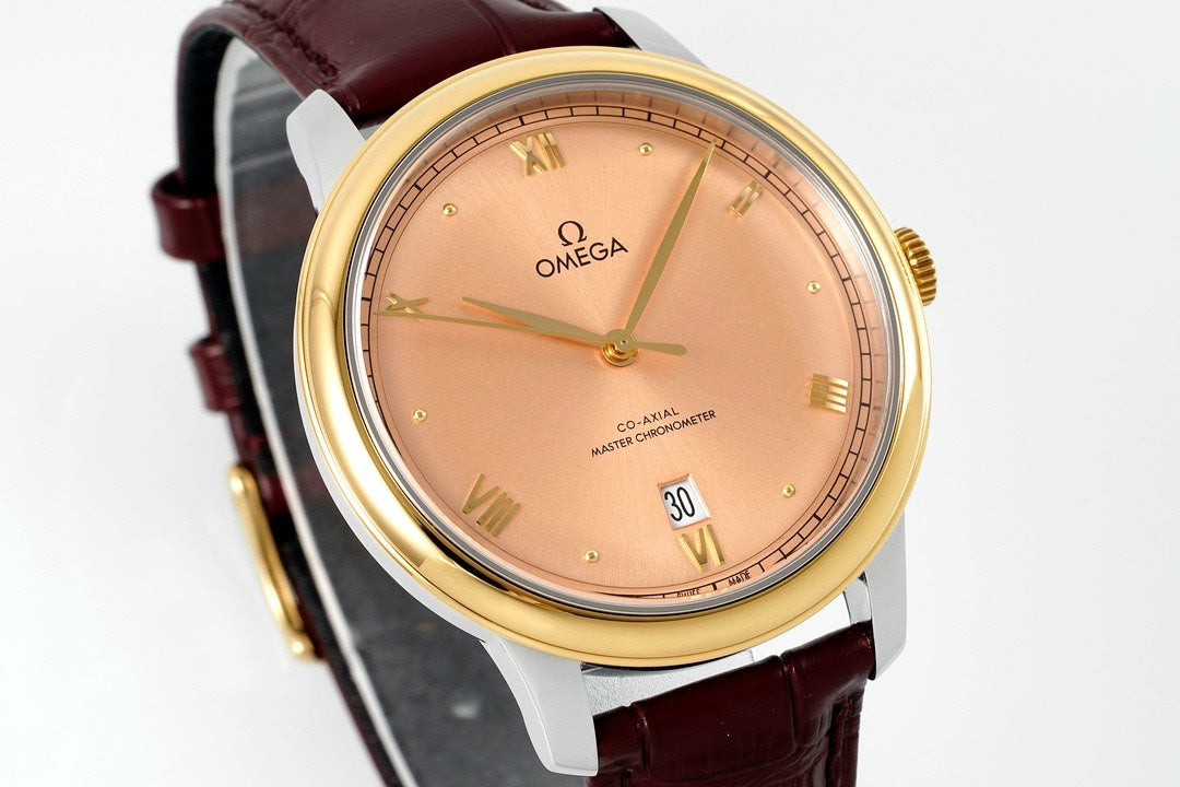 Omega De Ville Power‑Reserve Automatic Mechanical Watch, Genuine Calfskin Leather Strap