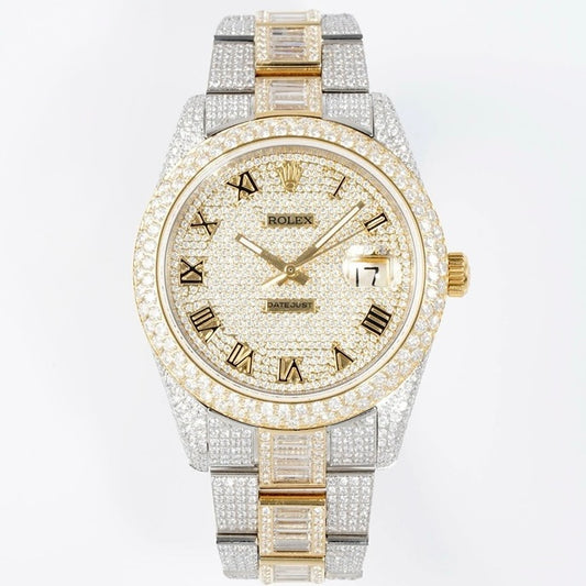 Rolex TW Factory Fully Iced‑Out Datejust 41mm Men Watch, Full Paved Stones, 2824 Automatic Movement