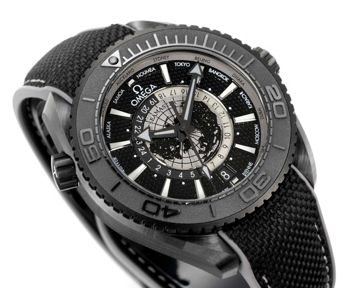 OMEGA Seamaster Planet Ocean 600M Worldtimer Full Black Ceramic Dive Watch