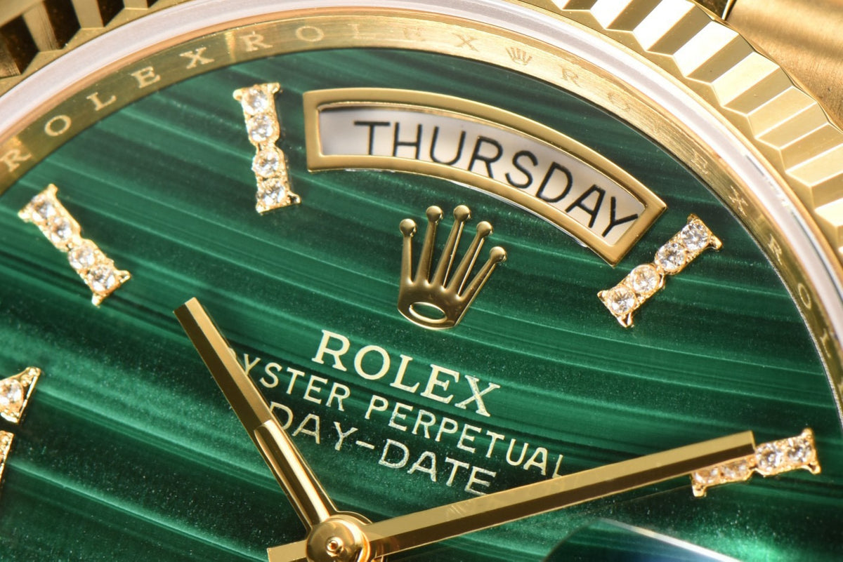 Rolex Day-Date 36 Hidden 6 Diamond Roman Markers | CS Factory Natural Gemstone Dial 904L Steel Watch