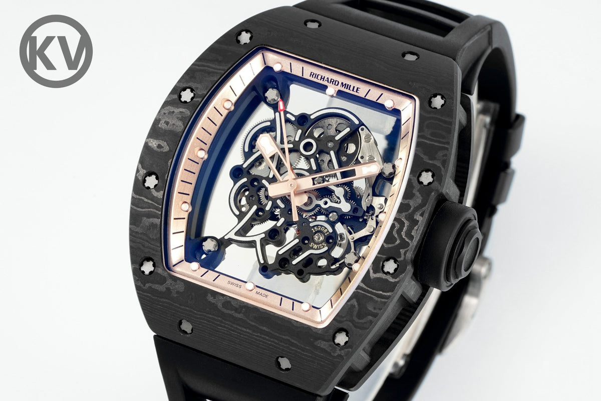 Richard Mille RM055 Tonneau Hollow Automatic Watch Light 74.3g FKM Rubber Strap
